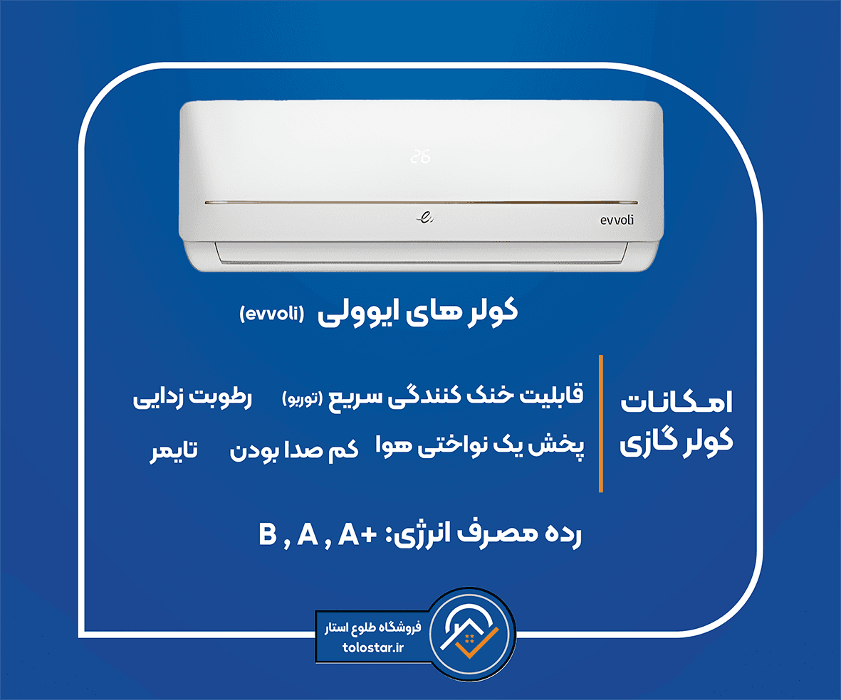 کولر گازی اسپلیت 12هزار دور ثابت ایوولی مدل elegant